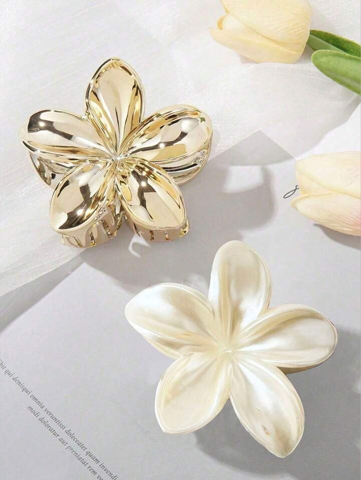 2pcs Women 6cm/2.36inch Large Acrylic Flower Hair Clips, Elegant & Sophisticated Personalized Bun Updo Decoration, Versatile Daily Wear Accessories, Sweet & Fresh Hair Ornament, Suitable For Outdoor Use | SHEIN