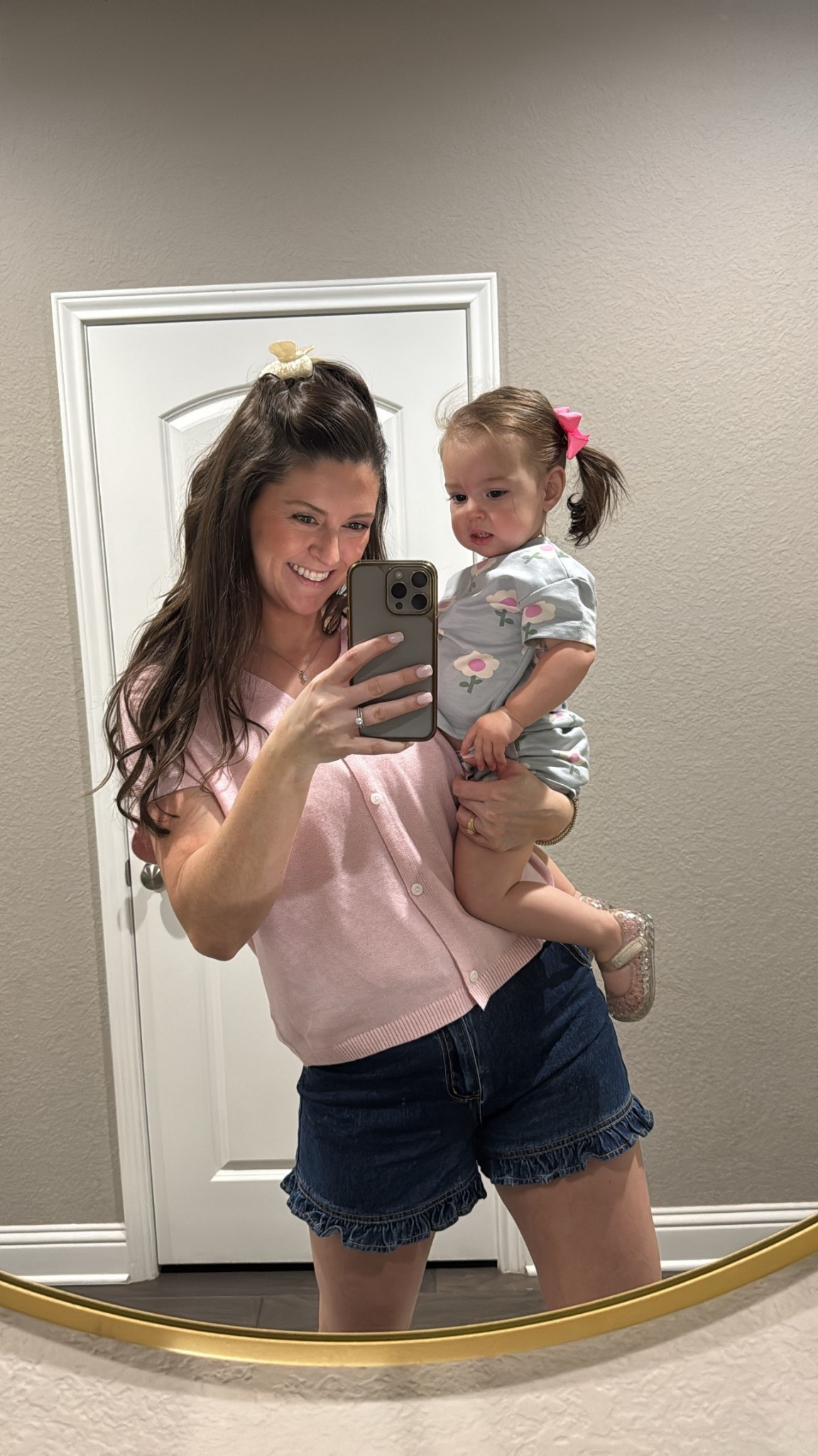 My go to outfit right now! These shorts are so comfortable with the elastic waist in the back but look like regular denim!

Wearing a size M & still fits the bump in the second trimester. Will be PERFECT pp! 

 #LTKootd #LTKmomlife #LTKBump