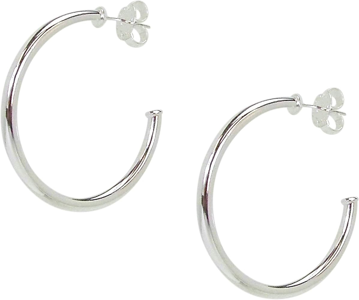 Everybody's Favorite Petite 1.5 Inch Tubular Lightweight Hoop Earrings in Shiny Polished Silver P... | Amazon (US)