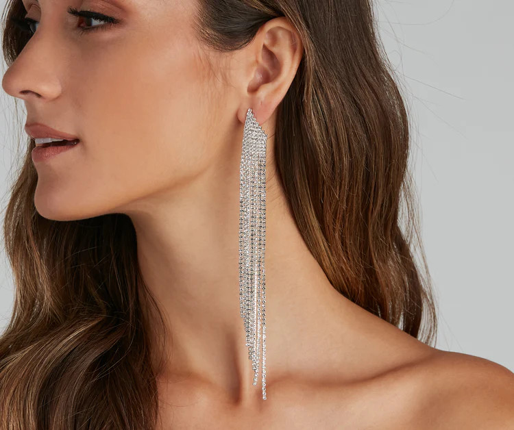 So Extra Rhinestone Fringe Earrings | Windsor Stores