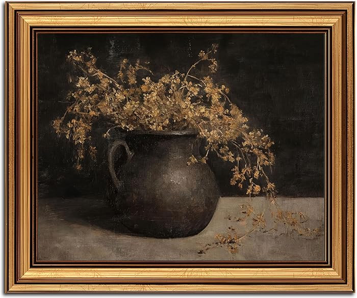 Vintage Gold Framed Wall Art for Living Room Farmhouse Rustic Dark Floral Canvas Prints French Co... | Amazon (US)