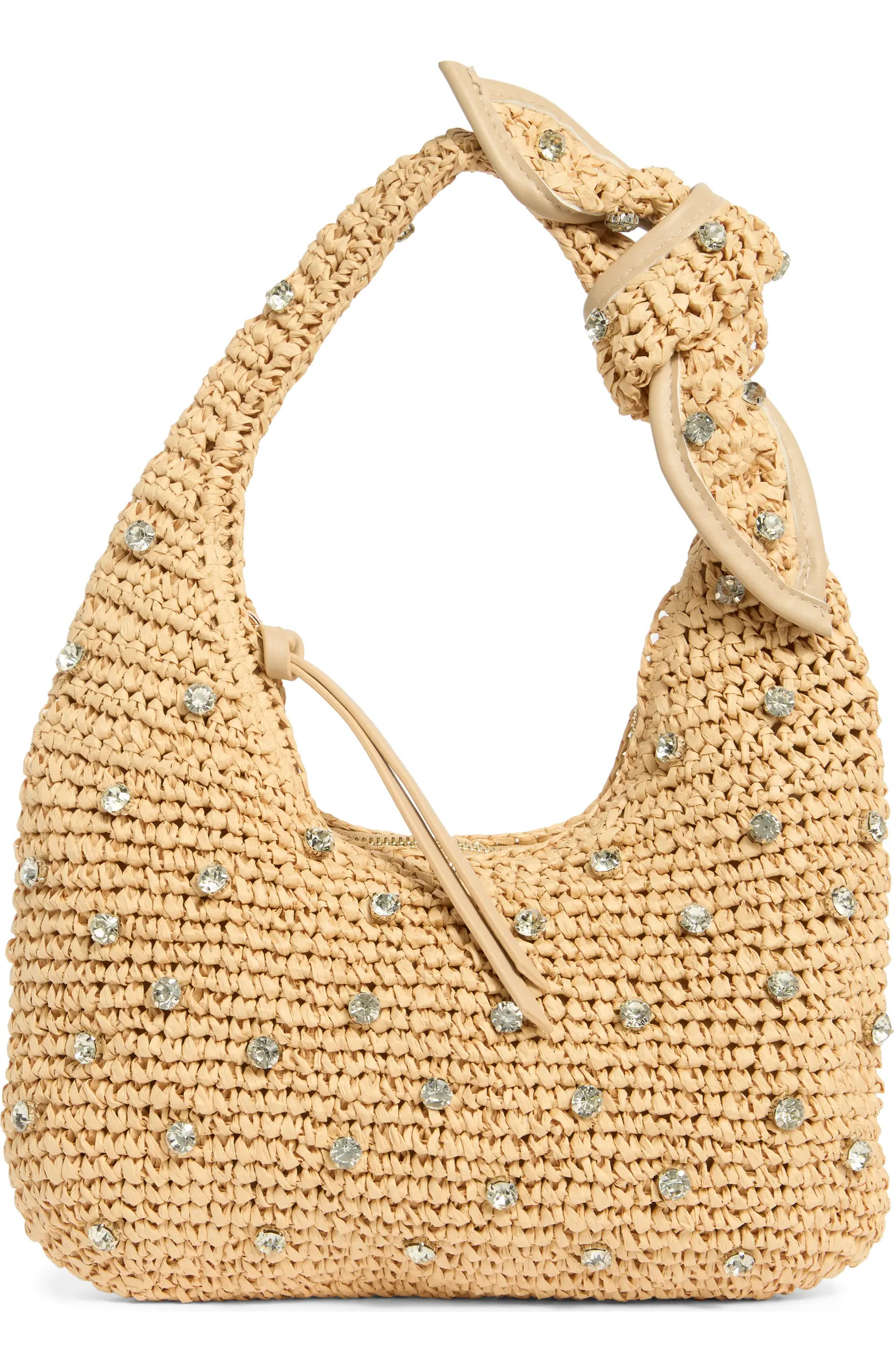 URBAN EXPRESSIONS HANDBAGS Jessa Crystal Embellished Raffia Shoulder Bag | Nordstromrack | Nordstrom Rack