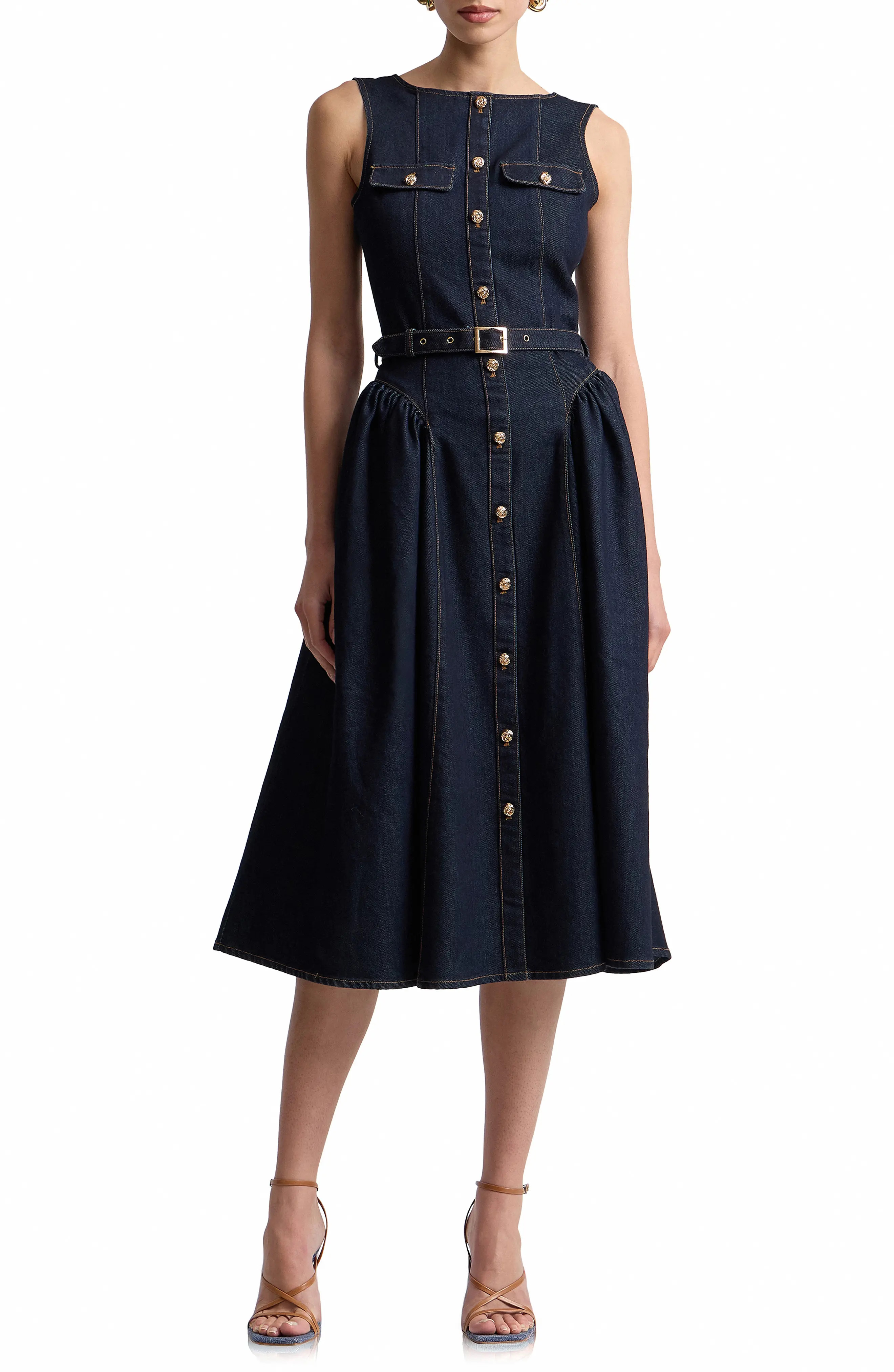 Avec Les Filles Belted Sleeveless Denim Dress (Women) | Nordstrom | Nordstrom