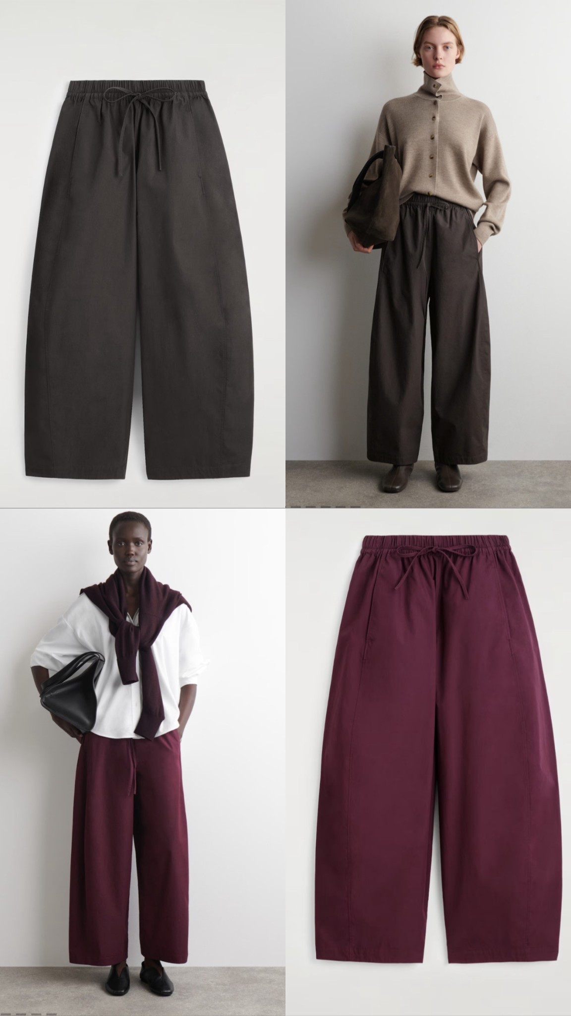 Cos barrel leg trousers in burgundy and dark brown. I size down once to UK8/EU36



#LTKeurope #LTKuk #LTKstyletip