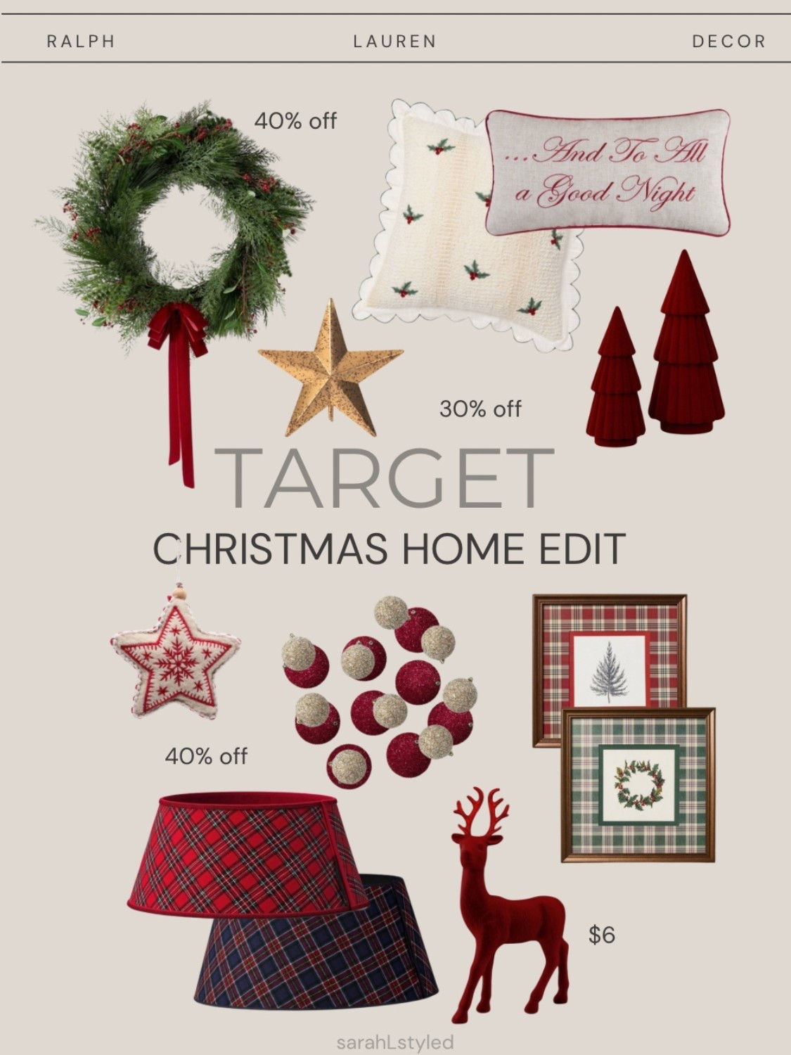Target Christmas Decor on sale - 40% off certain items! 

Ralph Lauren Christmas home, cozy holiday decor, Target Christmas finds, tartan throws, knit stockings, holiday candles, brass ornaments, neutral Christmas, classic holiday decor, winter home styling, elevated cozy home, affordable holiday decor, Target home edit

#LTKHoliday #LTKSaleAlert #LTKHome