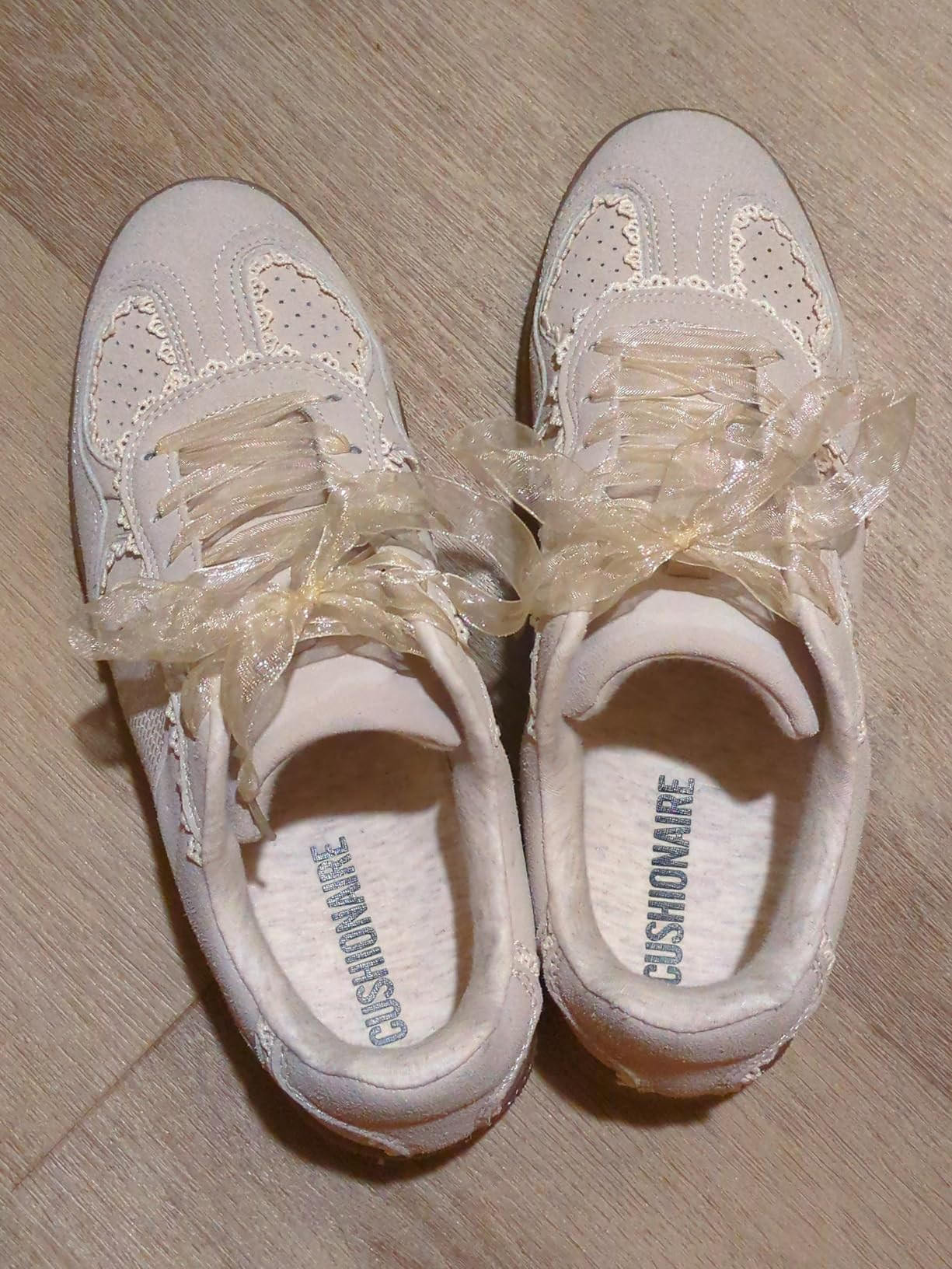 CUSHIONAIRE Belinda Women’s Lace Detail Casual Sneakers – Elegant Ribbon Lace-Up Shoes with M... | Amazon (US)