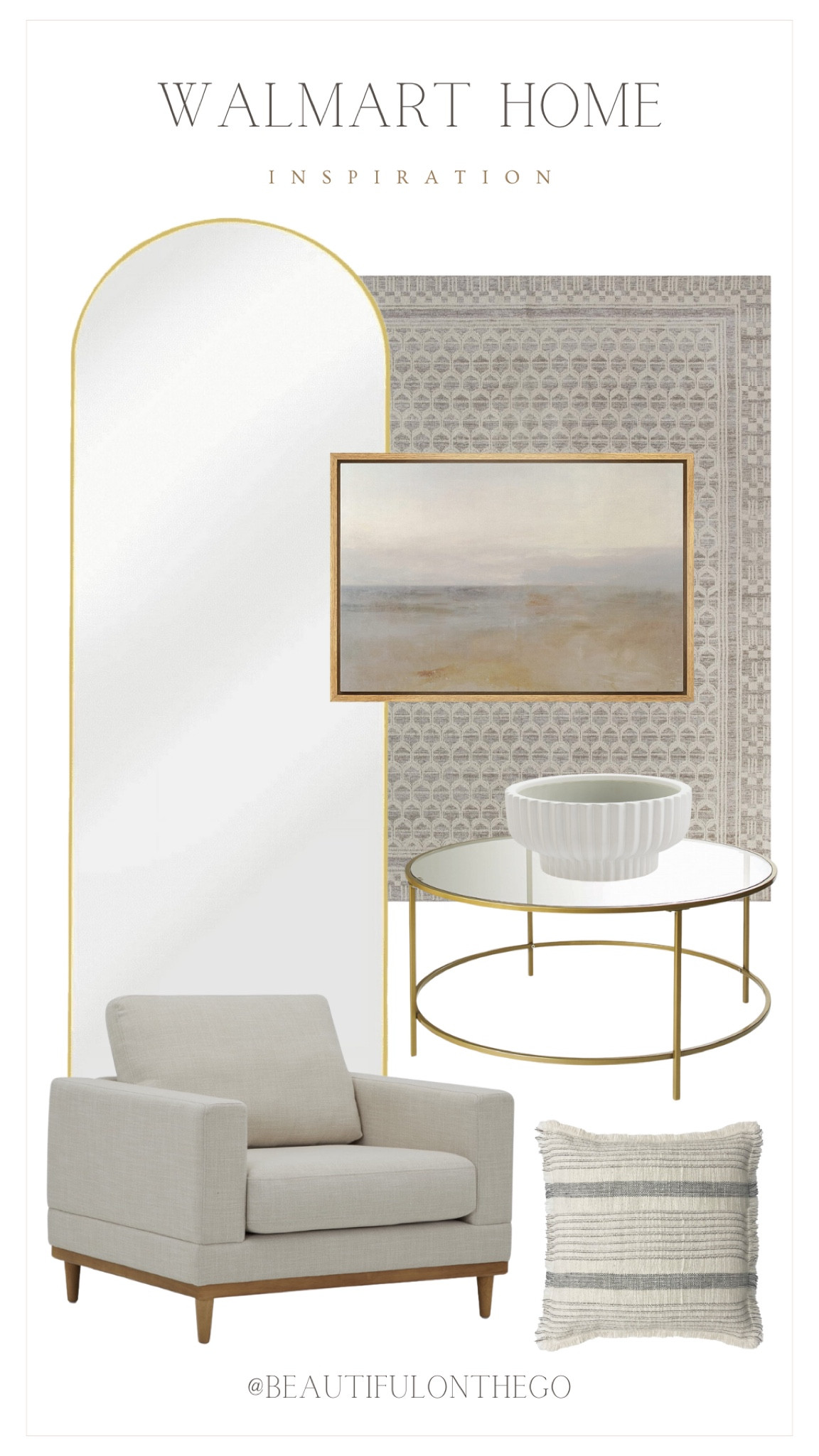 Walmart Home Inspiration! 
Neutral home decor, gold mirror, living room ideas, neutral rug.
#Walmart
#Walmarthome
#home
#homedecor


#LTKHome #LTKSaleAlert #LTKSeasonal
