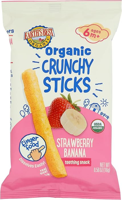 Earths Best Organic Strawberry Banana Crunchy Sticks, 0.56 OZ | Amazon (US)