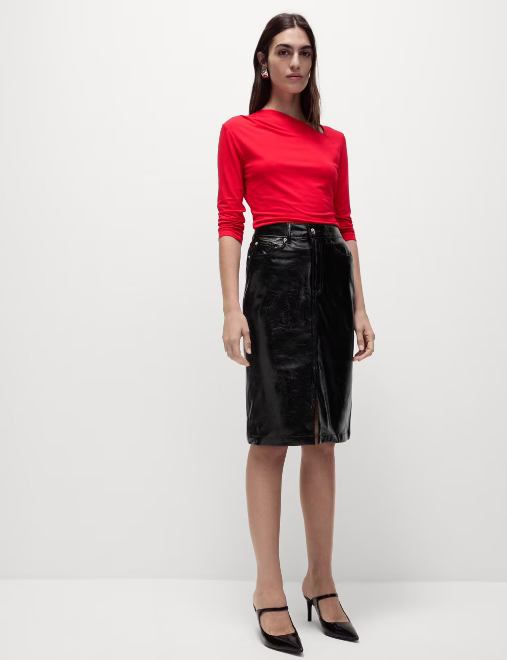 Vinyl Knee Length A-Line Skirt | Marks & Spencer (UK)
