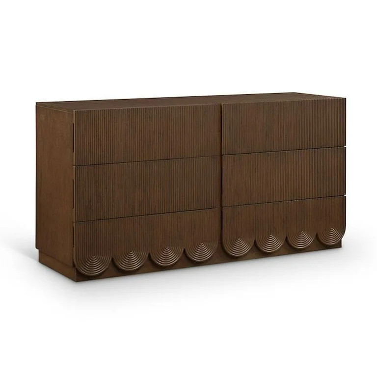 Meridian Furniture Scallop Brown Oak Veneer Dresser | Walmart (US)