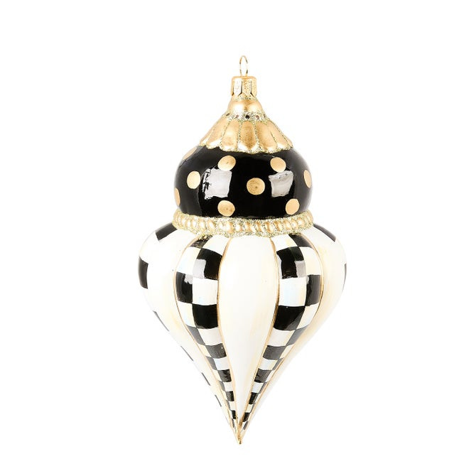 Courtly Noel Fluted Drop Glass Ornament | MacKenzie-Childs