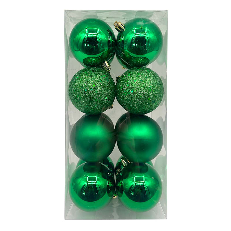 16-Count Green Mix Shatterproof Ornaments | At Home