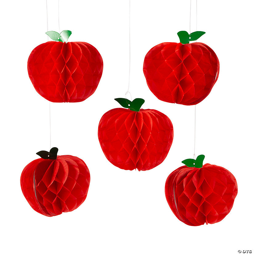 Apple Hanging Honeycomb Decorations - 6 Pc. | Oriental Trading Company