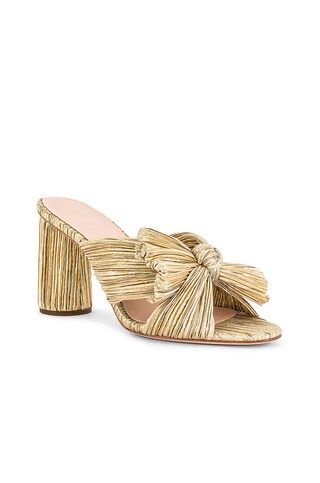 Loeffler Randall Penny High Heel Pleated Knot Slide in Gold from Revolve.com | Revolve Clothing (Global)