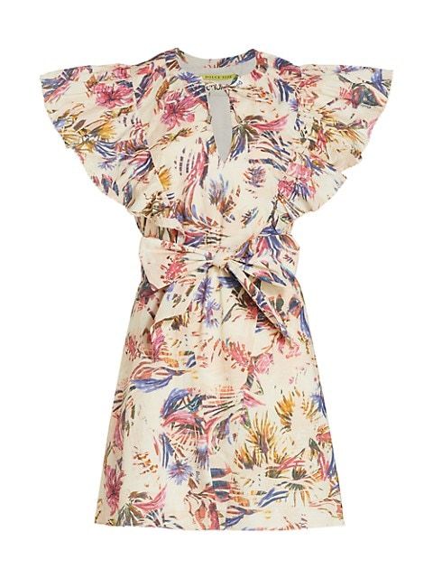 Miya Flutter-Sleeve Printed Dress | Saks Fifth Avenue