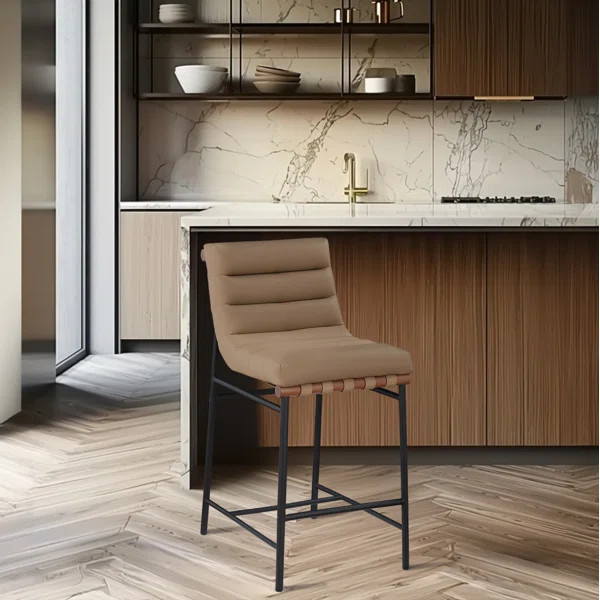Vincentas Upholstered Counter Stool with Metal Frame | Wayfair North America