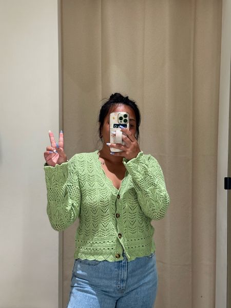 Loved this green crochet cardigan! Would be so cute for a festival look or beach cover up 💚 runs slightly oversized, wearing a size M

#LTKSwim #LTKFestival #LTKTravel