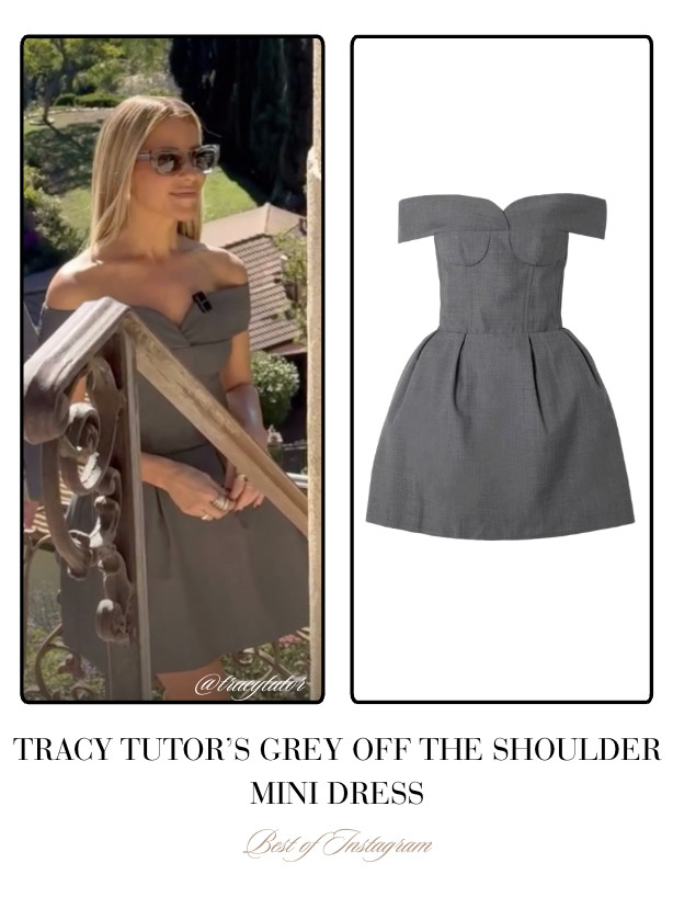 Tracy Tutor's Grey Off The Shoulder Mini Dress 📸= @tracytutor 

 