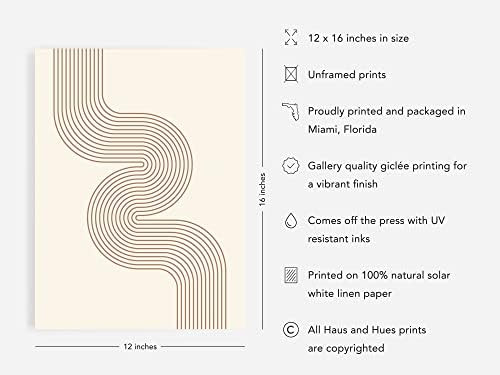 Haus and Hues Line Art Mid Century Modern Wall Decor - Boho Prints Wall Art Abstract Geometric Wall  | Amazon (US)