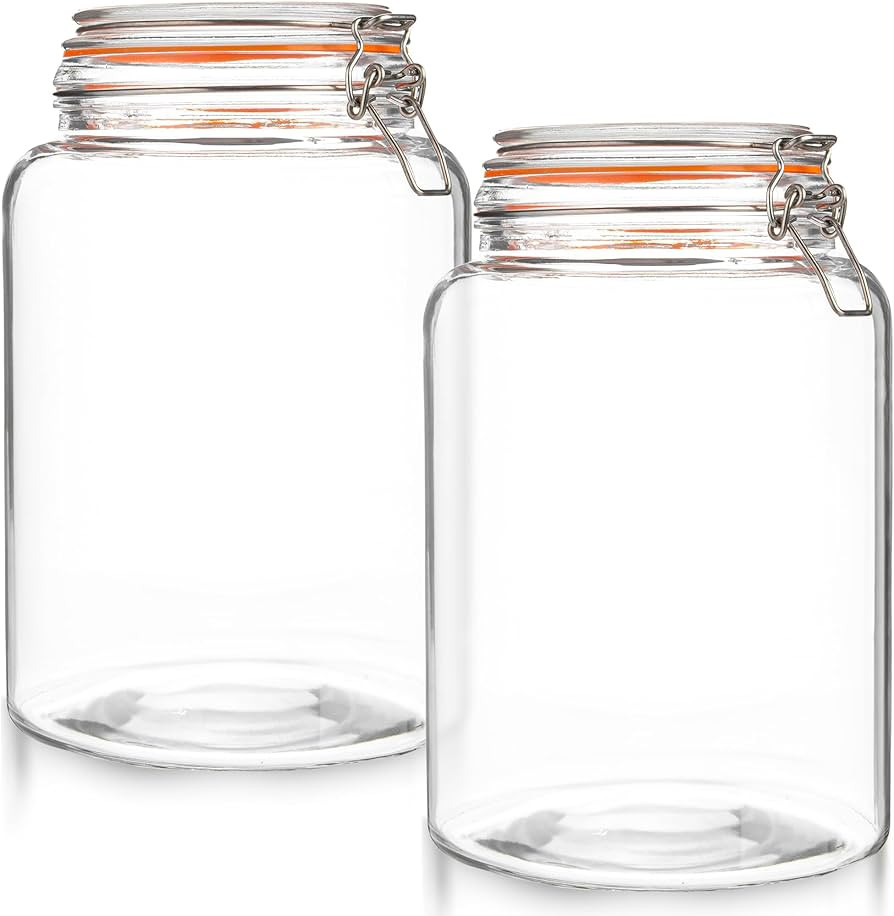 kitchentoolz Large 1 Gallon Glass Mason Jar with Hinged Lids, Extra Wide-Mouth Airtight Leakproof... | Amazon (US)