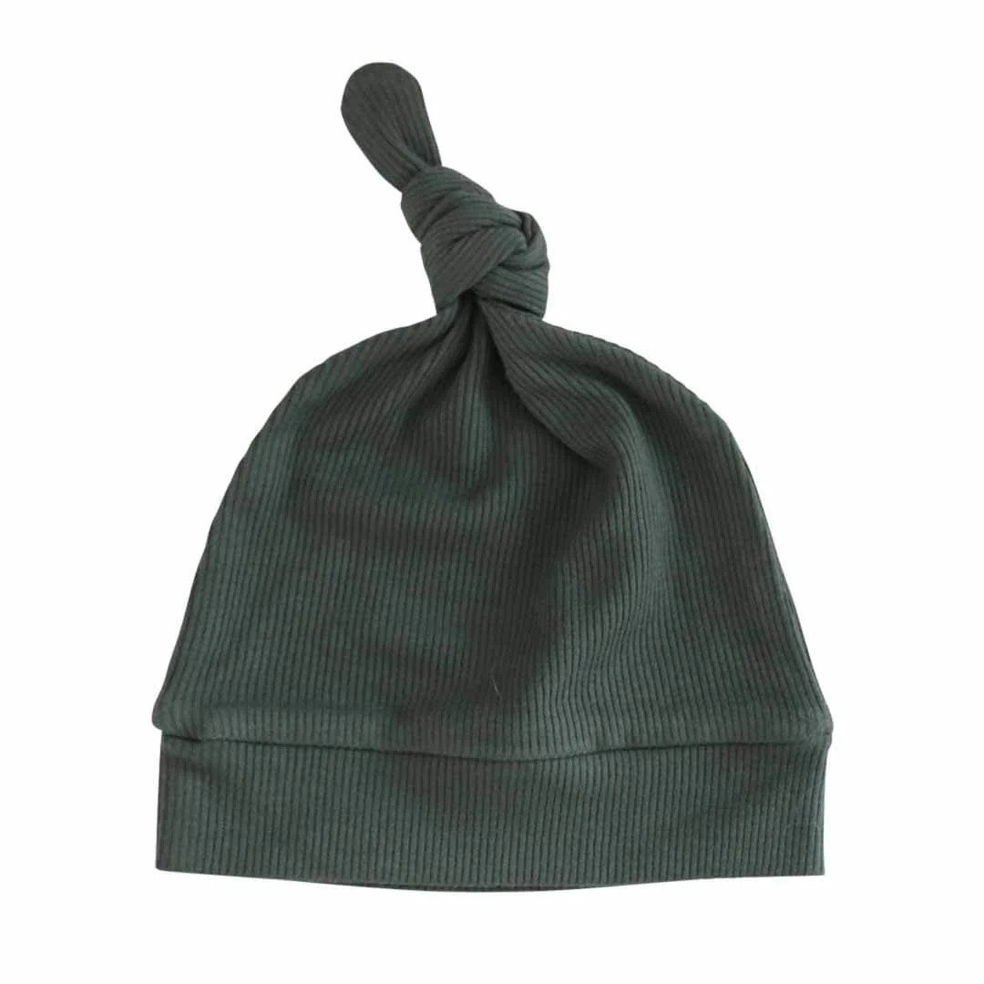 Forest Green Ribbed Bamboo Knotted Hat | Caden Lane