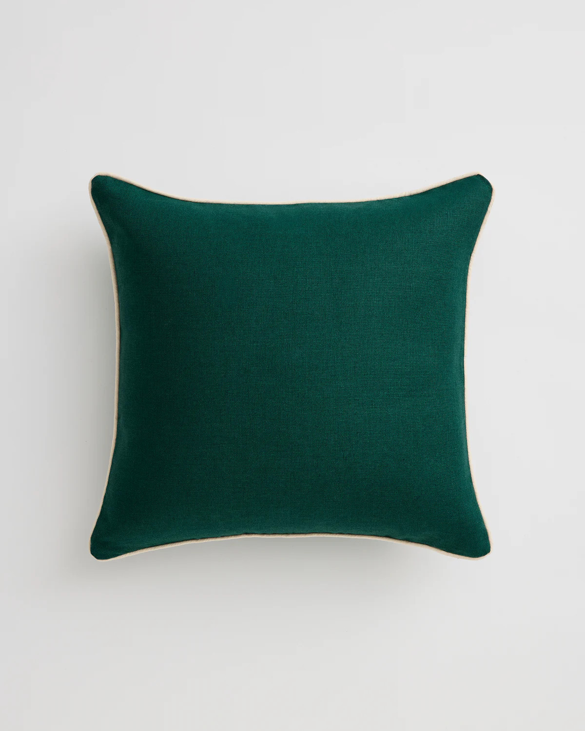 Forest & Crème 100% French Flax Linen Piped Cushion Cover | Bedthreads US