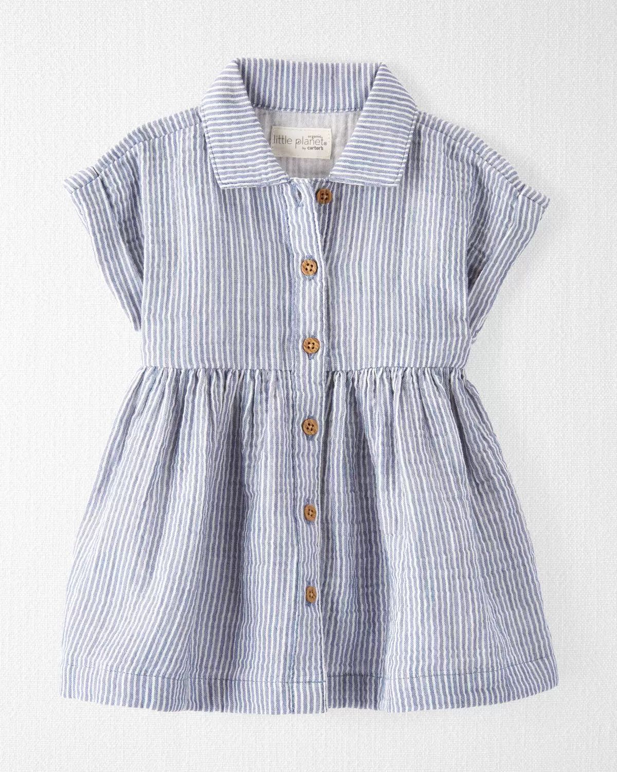 Baby Organic Cotton Striped Button-Front Dress | Carter's
