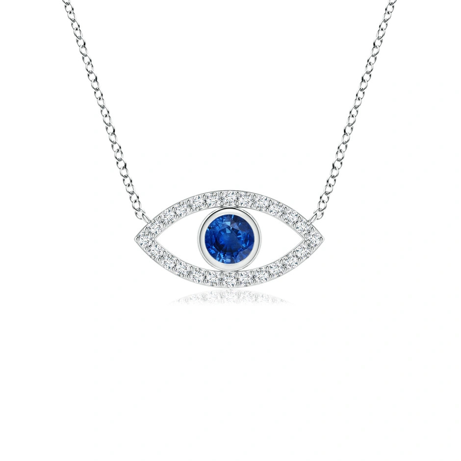 Blue Sapphire Evil Eye Pendant with Diamond Accents | Angara US