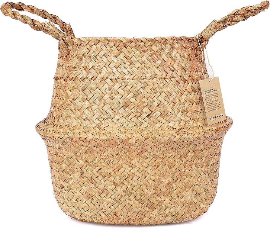 Tree Basket – Wicker Seagrass Planter for Tall Olive Faux Plants, Decorative Rattan Baskets for... | Amazon (US)