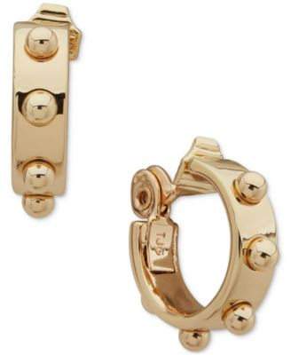 Anne Klein Gold-Tone Small Beaded Clip-On Hoop Earrings, 0.6 | Macy's