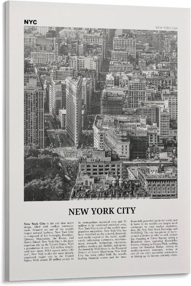 KAYAMU New York City Print Black and White Flatiron, New York Wall Art, New York Poster, New York... | Amazon (US)