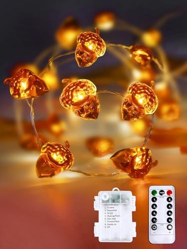 Fall Decor Acorn Fairy Lights Battery Operated with Remote, 10ft 30LED Acorn Fall Lights String 8... | Amazon (US)