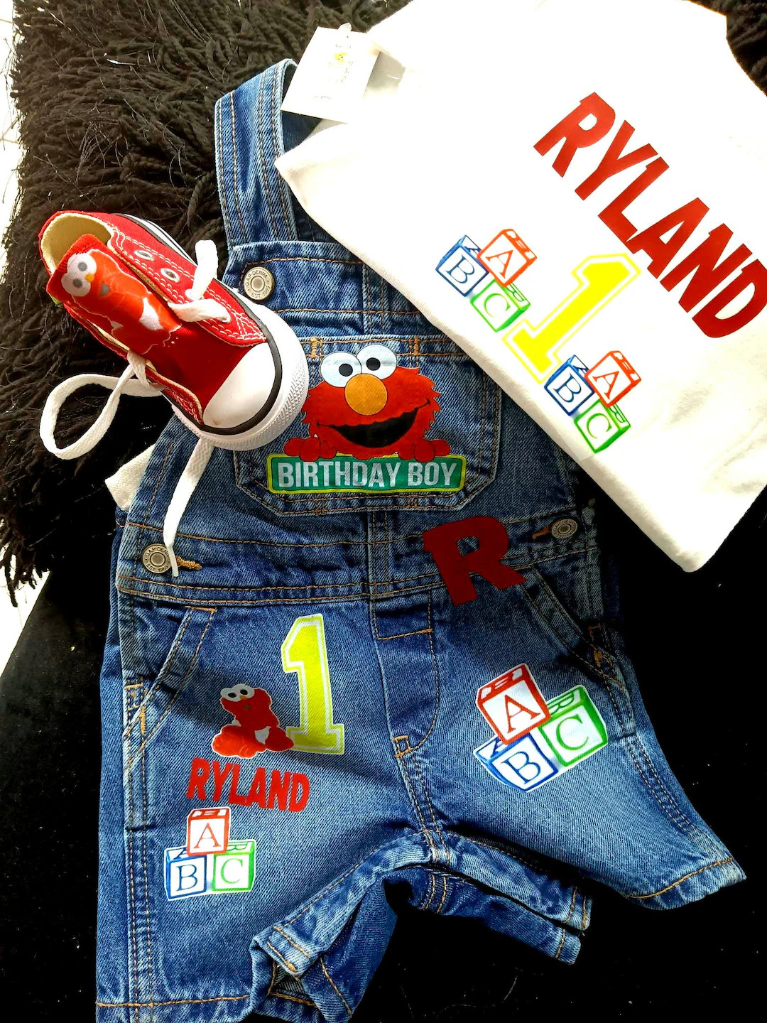 Elmo Birthday Overalls, Personalized 1st Birthday Outfit + Free Shirt (long or Short Sleeve) - Et... | Etsy (US)