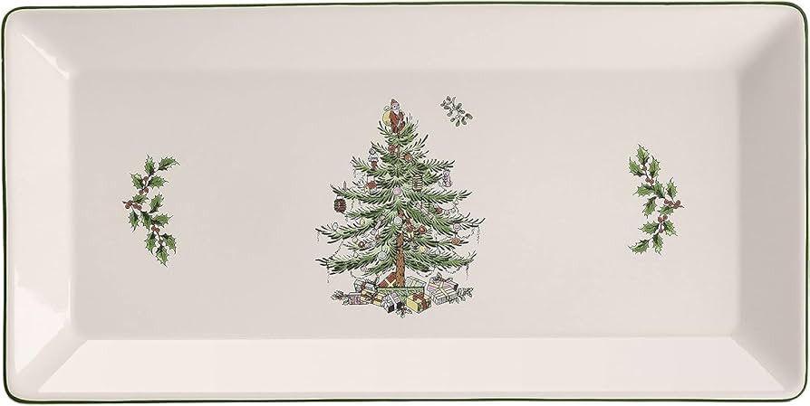 Spode Christmas Tree 14-Inch Rectangular Sandwich Tray, Porcelain Serving Platter for Tea Sandwic... | Amazon (US)