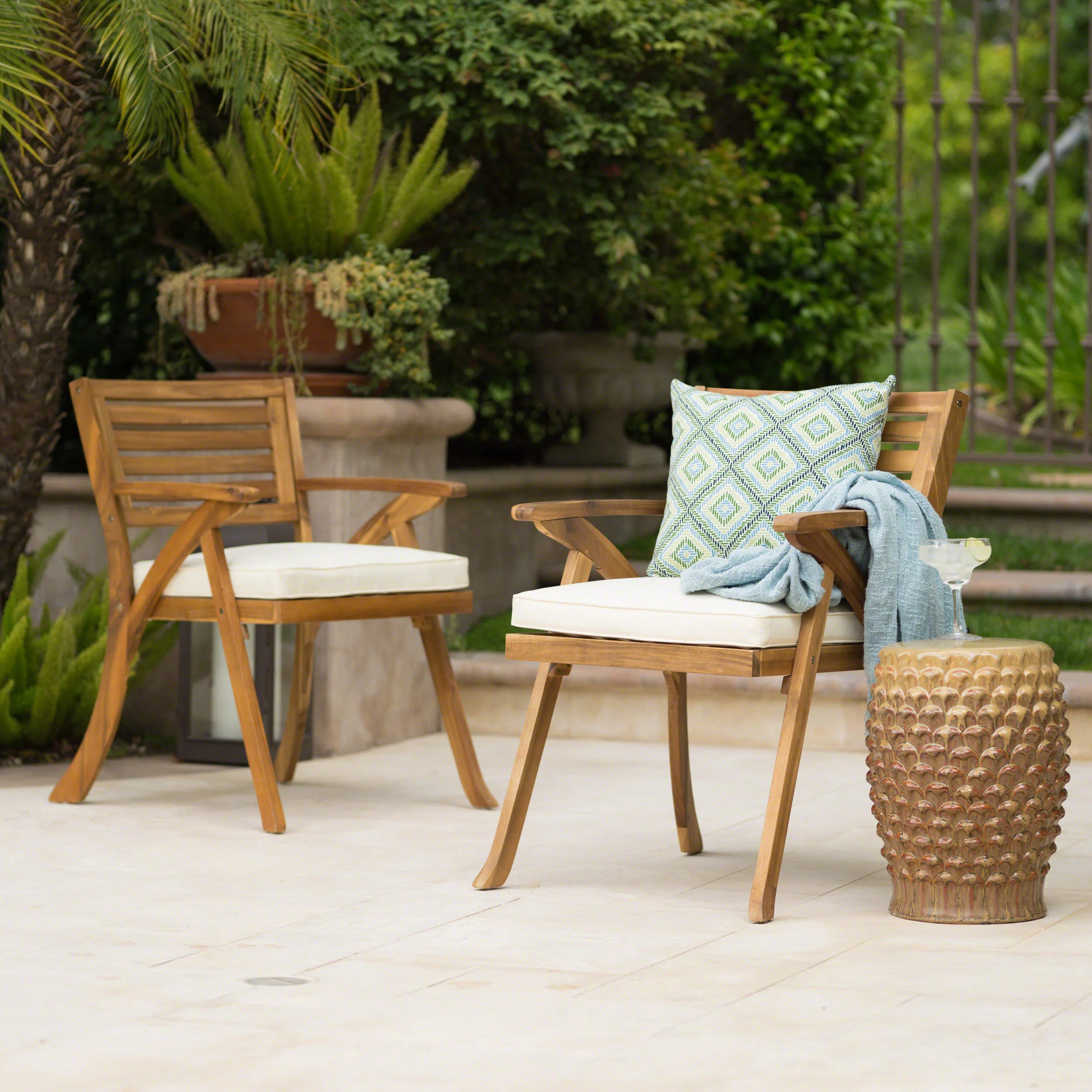 Brizio Outdoor Dining Armchair with Cushion (Set of 2) | Wayfair North America