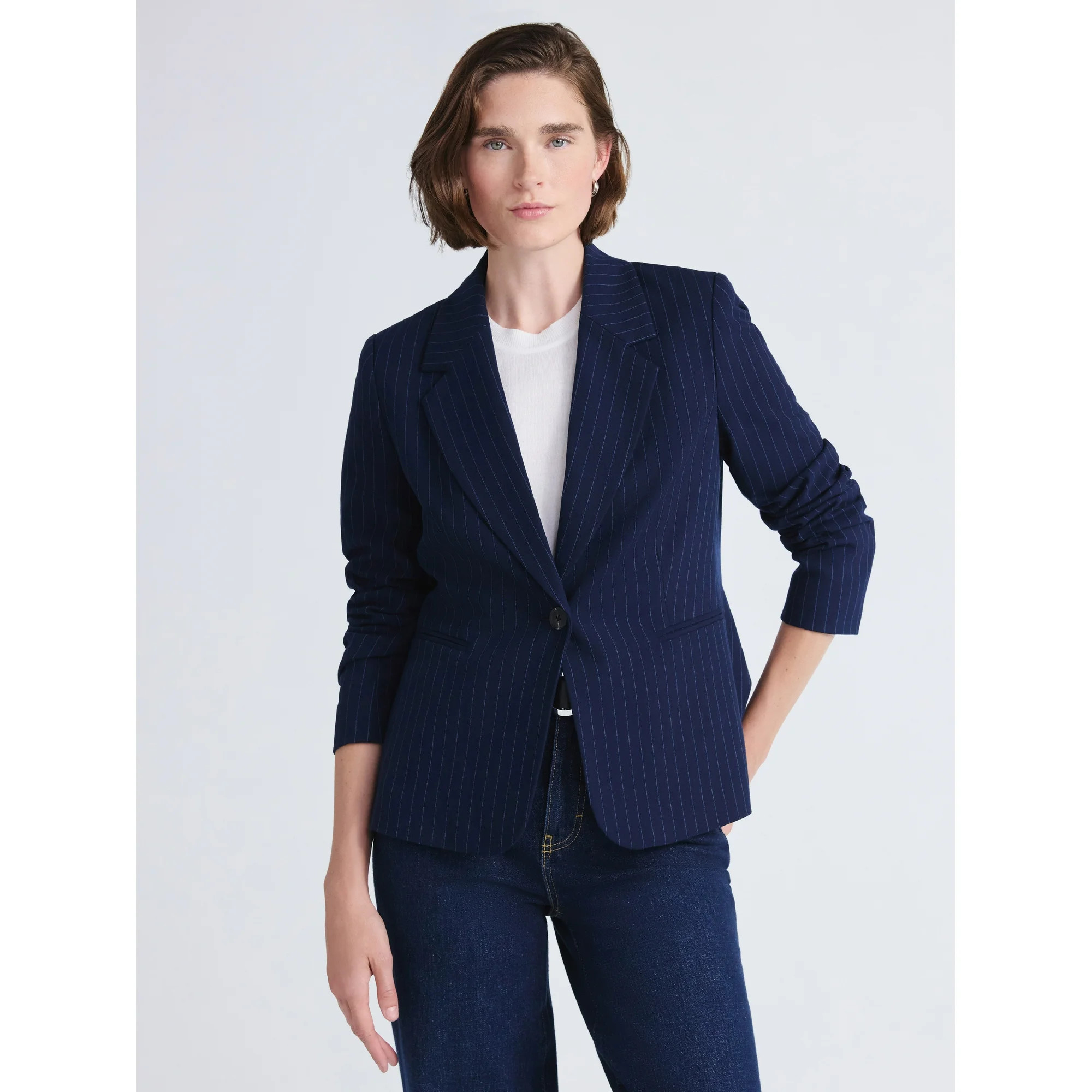 Free Assembly Women's Single Breasted Pinstripe Blazer, Sizes XS-XXL | Walmart (US)
