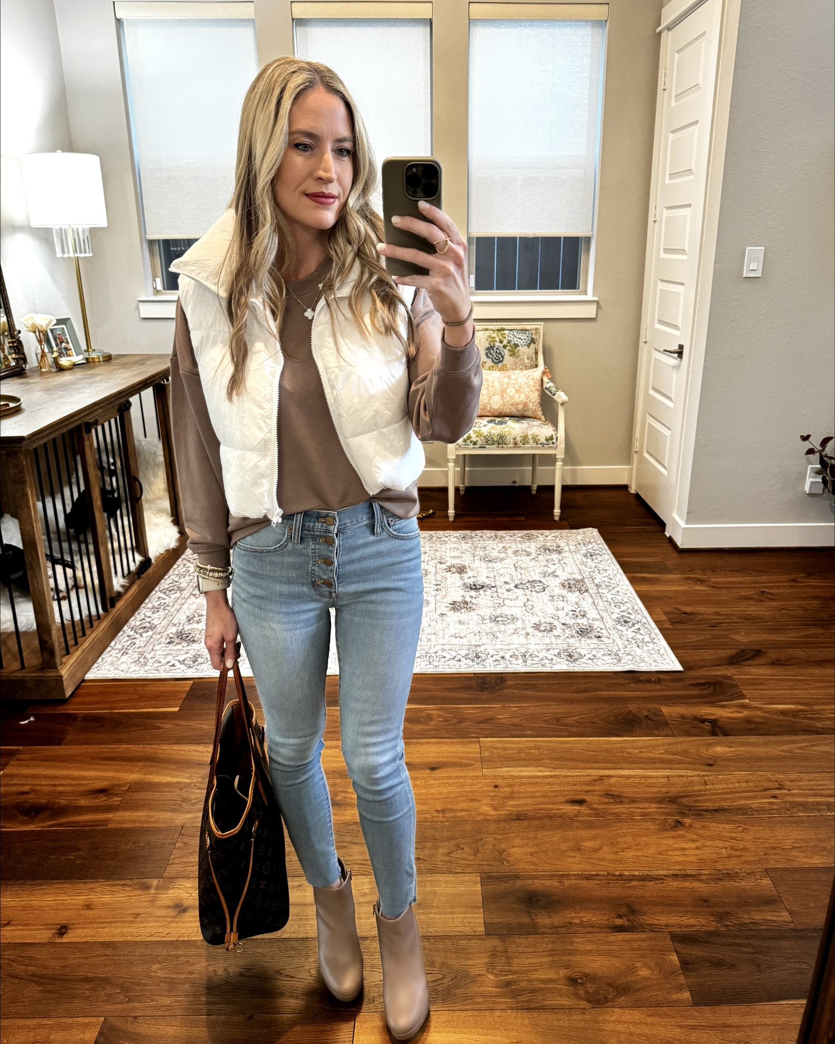 Winter Outfit 

These jeans are on sale 50% off and an extra 20% off if you spend over $100. TTS with stretch and very comfortable. 

This is my fave lip stain in a new color I tried called Frozen Pomegranate. 💄

#everypiecefits

Denim 
Button fly jeans 
Puffer vest 
Cropped puffer vest 
Sweatshirt 
Sweater 
Casual outfit 
Casual dinner outfit 
Brunch outfit 
Lip stain 

#LTKSeasonal #LTKSaleAlert #LTKOver40