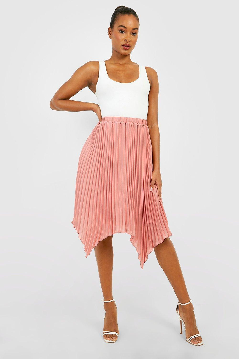 Womens Tall Asymmetric Pleated Midi Skirt - Purple - 4 | Boohoo.com (US & CA)