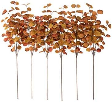 YNYLCHMX 6 Pieces Artificial Eucalyptus Leaves Stems Fall Leaf Spray, 28" Autumn Leaves Picks for... | Amazon (US)