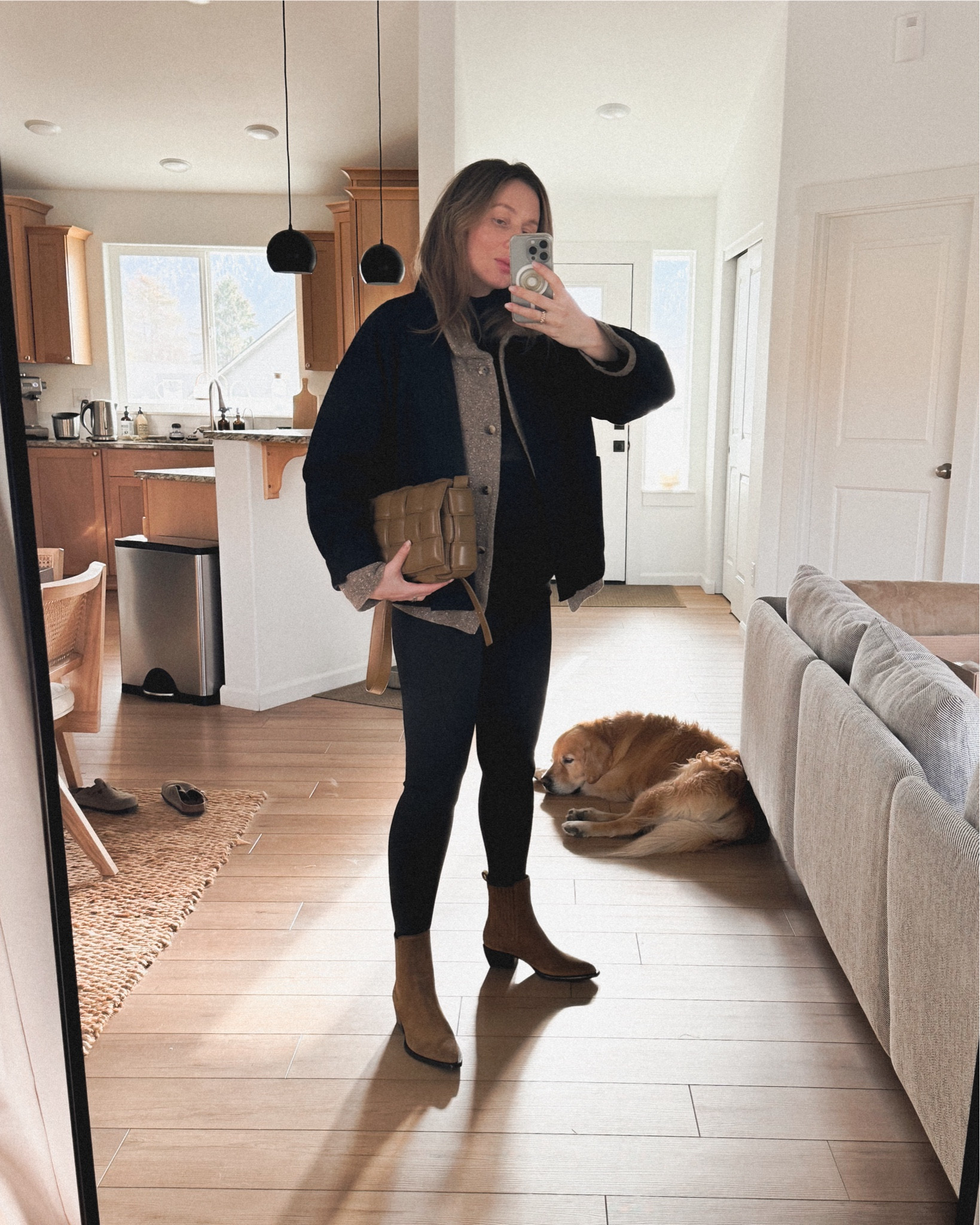 Off to get yet another bimonthly checkup (33 weeks baby bump brag on slide 2!)
Wearing H&M MaMA before and after maternity leggings, Golden goose Debbie boots in suede (similar linked by J.Crew, Alohas and Vagabond) Bottega Veneta padded cassette, Cos silk turtleneck (similar and more affordable available at Intimissimi), EileenFisher boiled wool jacket (on sale right now at Nordstrom Rack where I got it too+ similar styles in light boiled wool linked) over Sézane cardigan. 

#LTKSeasonal #LTKSaleAlert #LTKBump