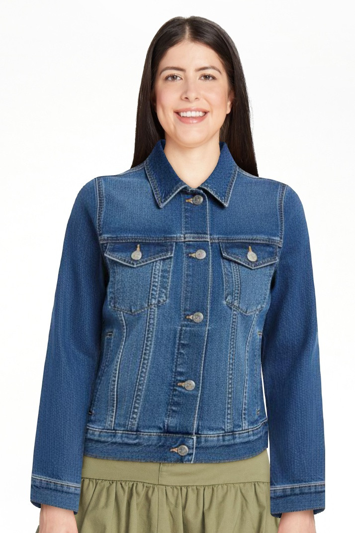 Free Assembly Women's Cropped Denim Jacket with Long Sleeves, Sizes XS-XXL | Walmart (US)