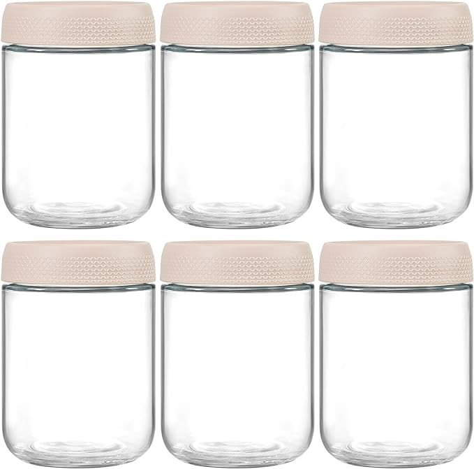NETANY 6-pack 16oz Glass jars with Airtight Lids, Overnight Oats Containers with Lids, Wide mouth... | Amazon (US)