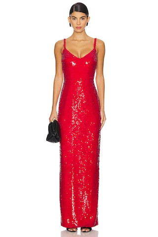 L'AGENCE Karma Sequin Maxi Dress in Red Sequin from Revolve.com | Revolve Clothing (Global)