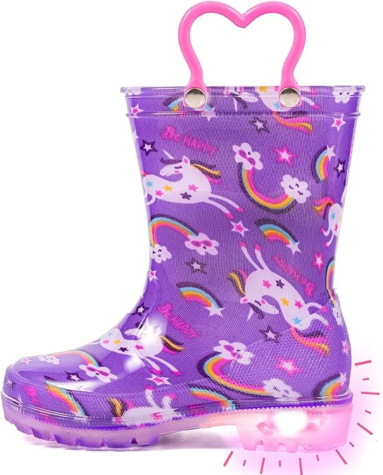 Outee Toddler Kids Adorable Lightwight Waterproof Rain Boots Light Up by Steps | Amazon (US)