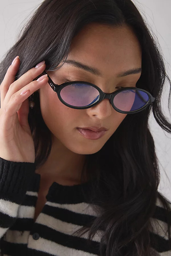 Vicky Oval Blue Light Glasses in Black, Women's at Urban Outfitters | Urban Outfitters (US and RoW)