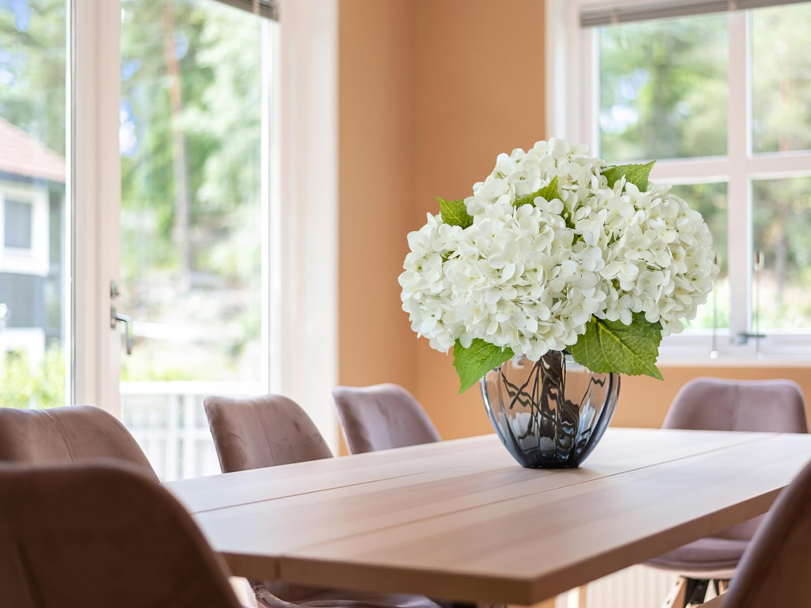 20 inches 4 Pcs Ivory White Real Touch Hydrangea Artificial Flowers Boho Lifelike Real Looking La... | Amazon (US)