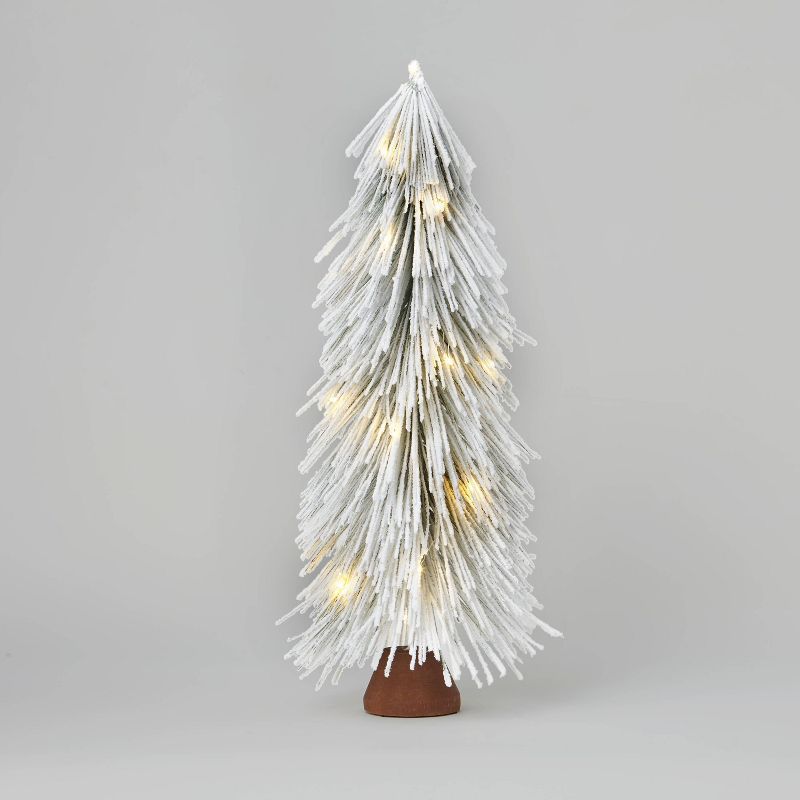 2&#39; Pre-Lit Battery Operated LED Flocked Glitter Artificial Christmas Tree White Lights - Wond... | Target