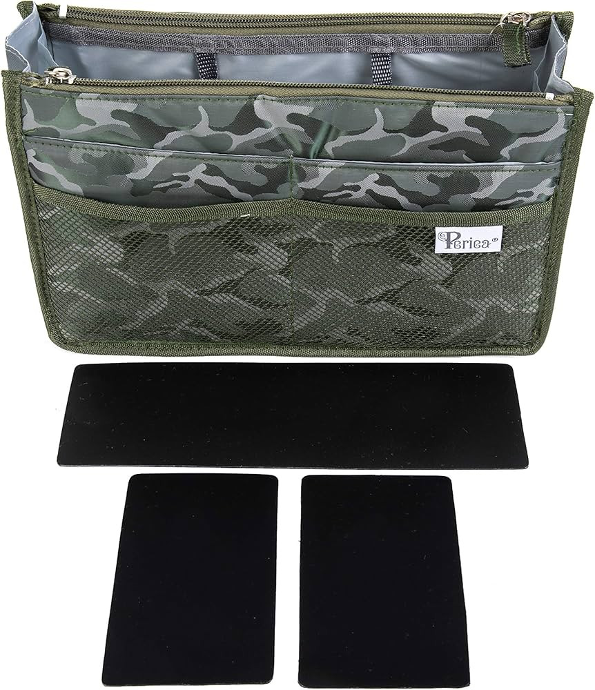 Periea Chelsy Premium Rigid Purse or Organizer Insert (Large, Camouflage Khaki Green) | Amazon (US)