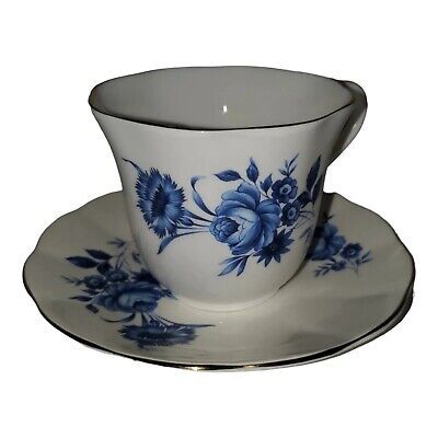 Elizabethan Fine China Teacup and Saucer Set Blue Flowers Taylor & Kent | eBay US