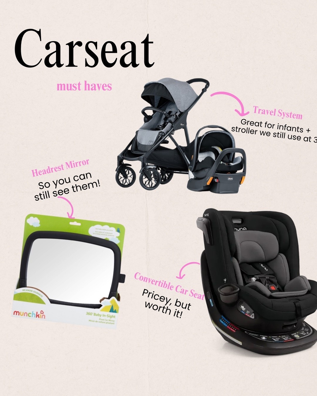 The carseat I use now + the travel system
I used when she was an infant! We still use the stroller three years later!

#LTKmomlife #LTKBaby #LTKTravel